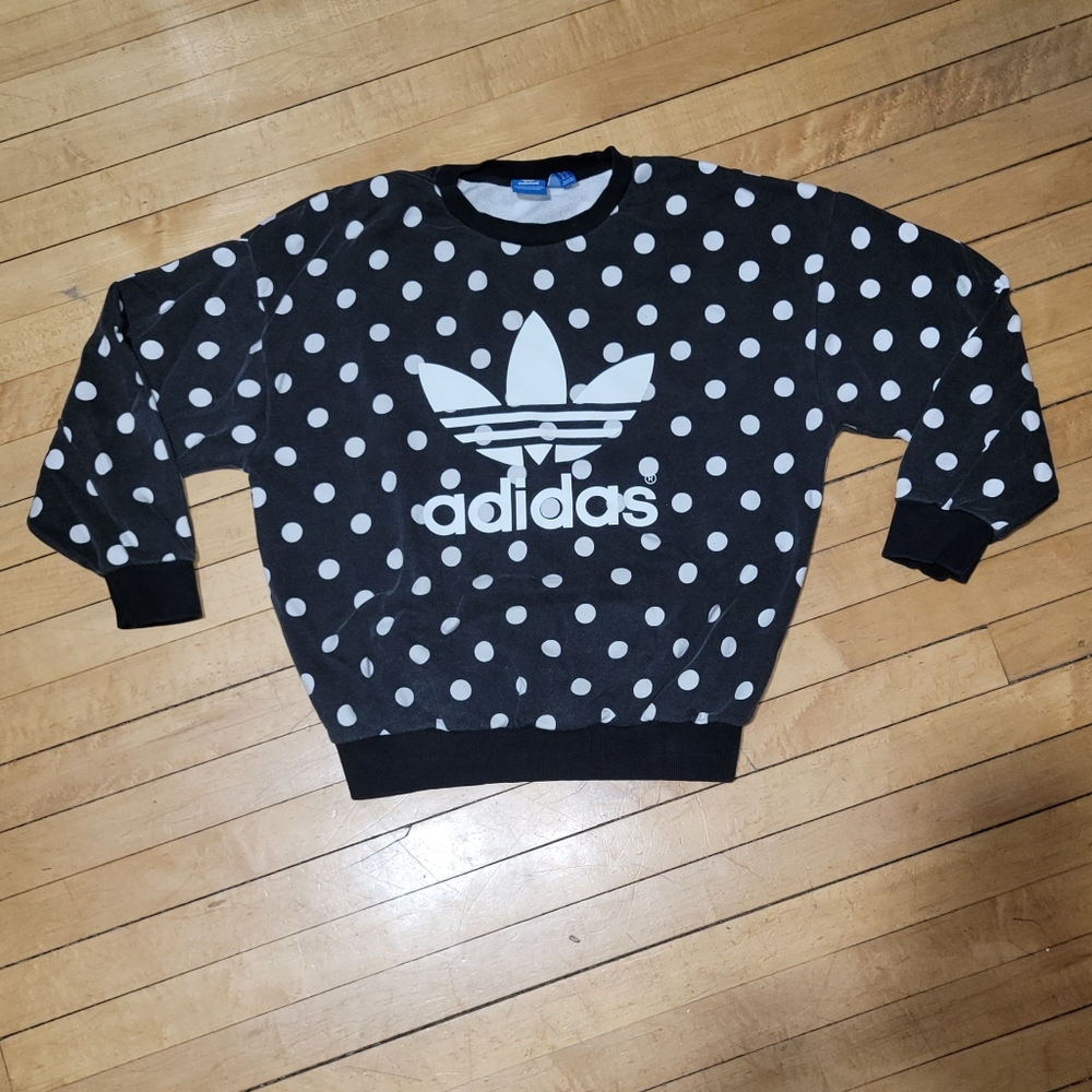 Adidas Originals Women's S Limited Edition Polka Dot Sweatshirt Black & White